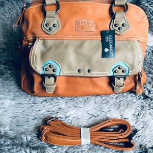 ELEGANCE Tan Vegan Leather Bag NWT